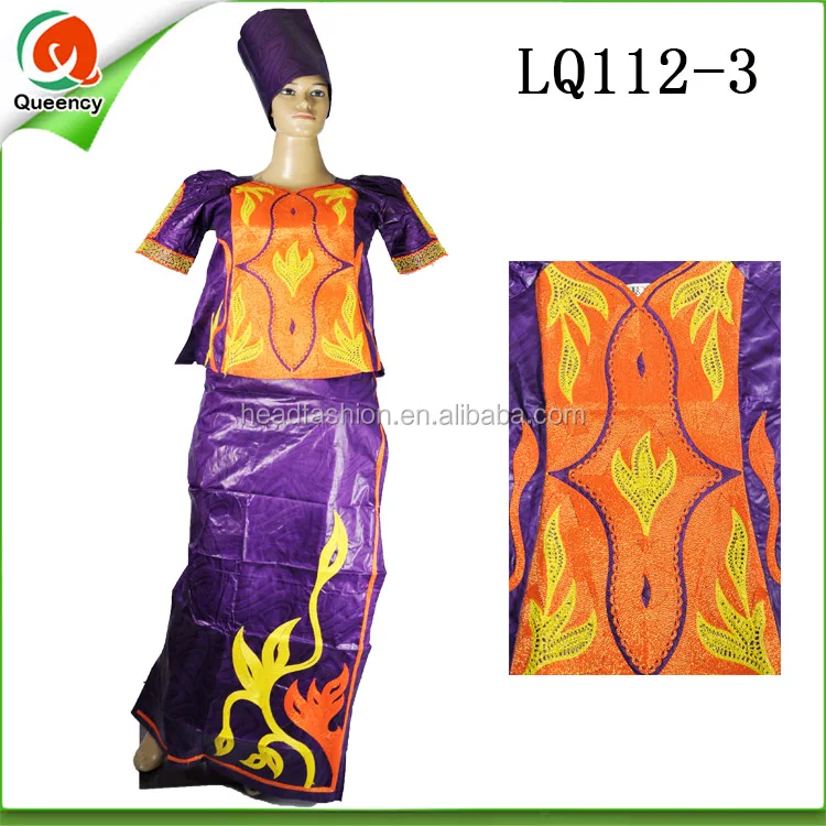 african bazin embroidery dress traditional women wear LQ112-3