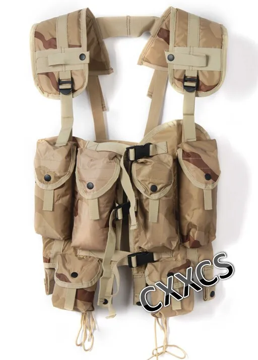 Green and sand tactical vest simple design many pouches