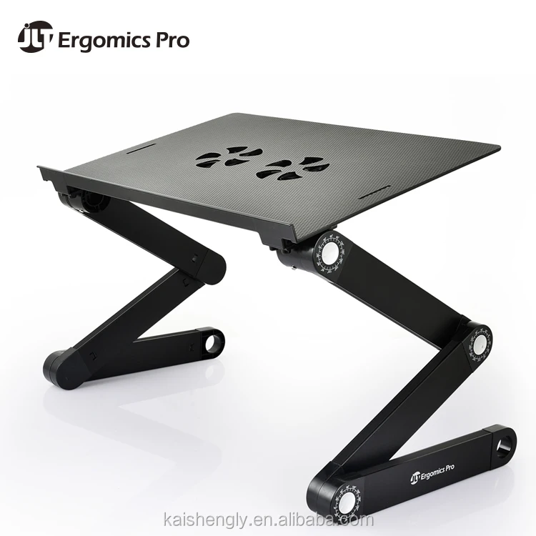 Ergonomic Aluminum Adjustable  Laptop Table Stand with 2 CPU Cooling Fans
