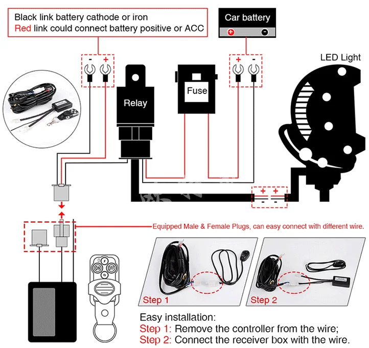 12v long range wireless remote switch wireless lighting remote control switch cable for led light bar