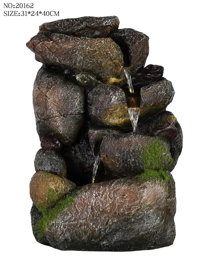 4 Tier Cascading Basins Tabletop Water Fountain with LED Light