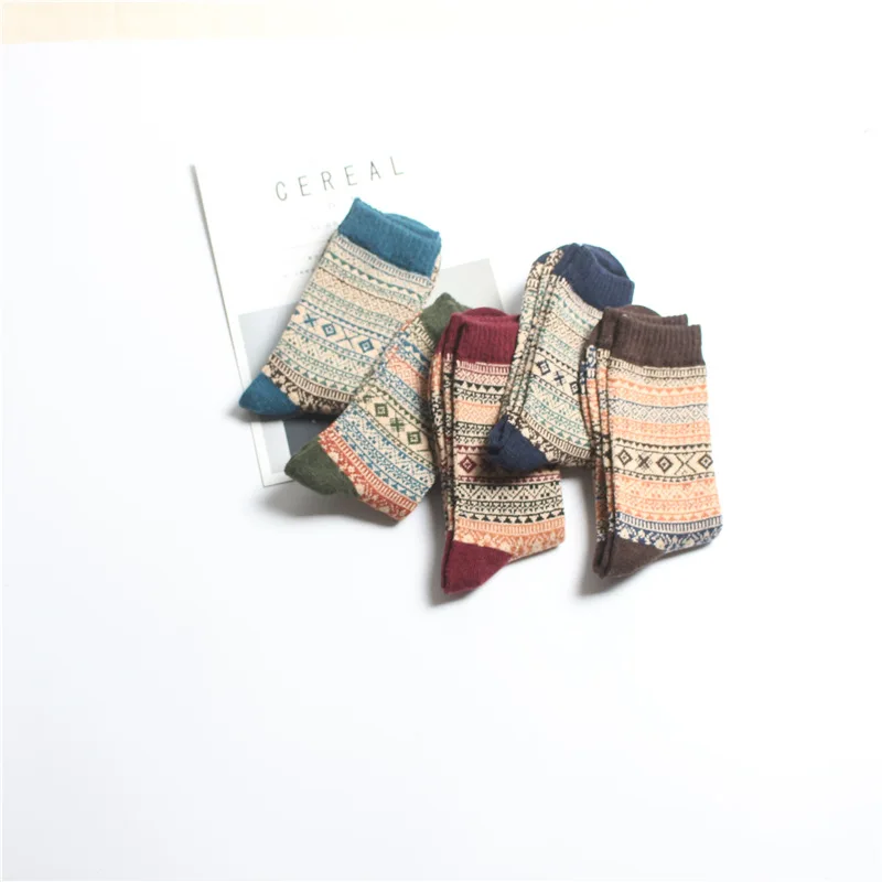Winter Thick Warm Stripe Wool Socks Casual Hombre Sock Business Male Socks