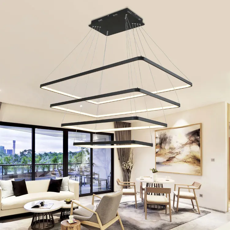 Acrylic Modern black led pendent lamp chandeliers for restaurants