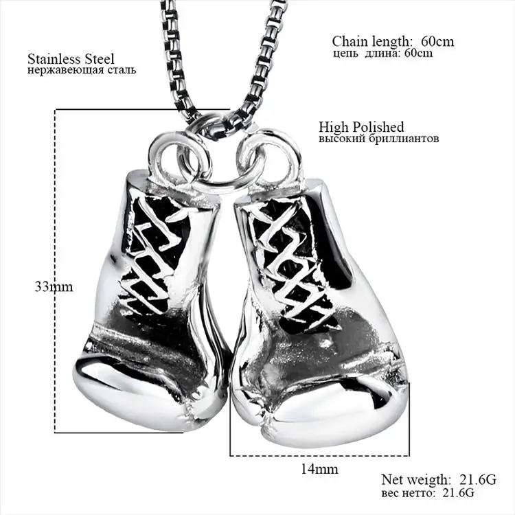 Custom hiphop jewelry boxing gloves pendant necklace