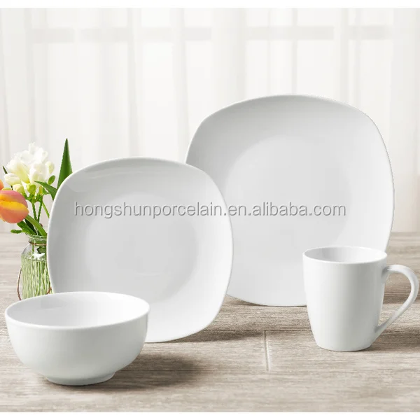 Most popular design ceramic dinnerware sets 16 pieces white porcelain dinner set