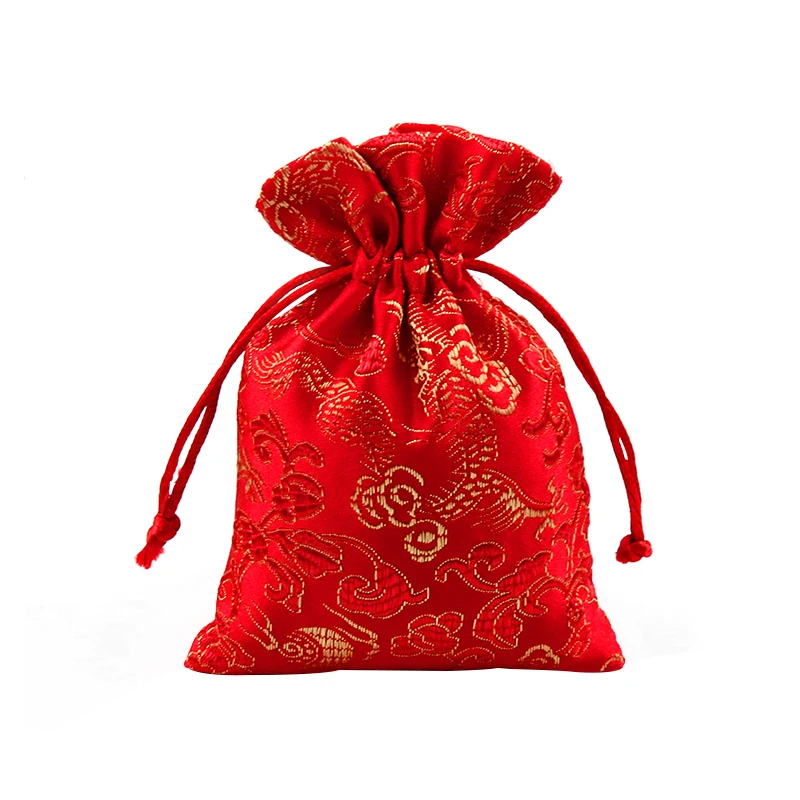 Китайские новогодние подарочные пакеты свадебные атласные сумочка Ювелирная упаковка на шнурке