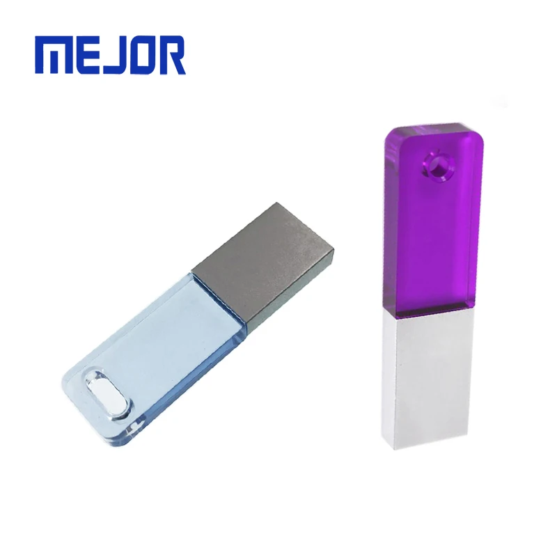 Advertising blue acrylic 8G flash disk 3D LED light pen drive 32g matte metal 16g crystal USB stick