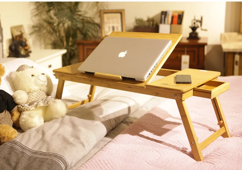 Бамбуковый столик для ноутбука с правой/левой ручкой, бамбуковый складной поднос для кровати