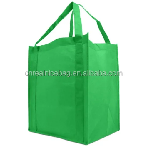 customized big size green plain printing heavy-duty polypropylene non woven fabric shopping tote bag for grocery store