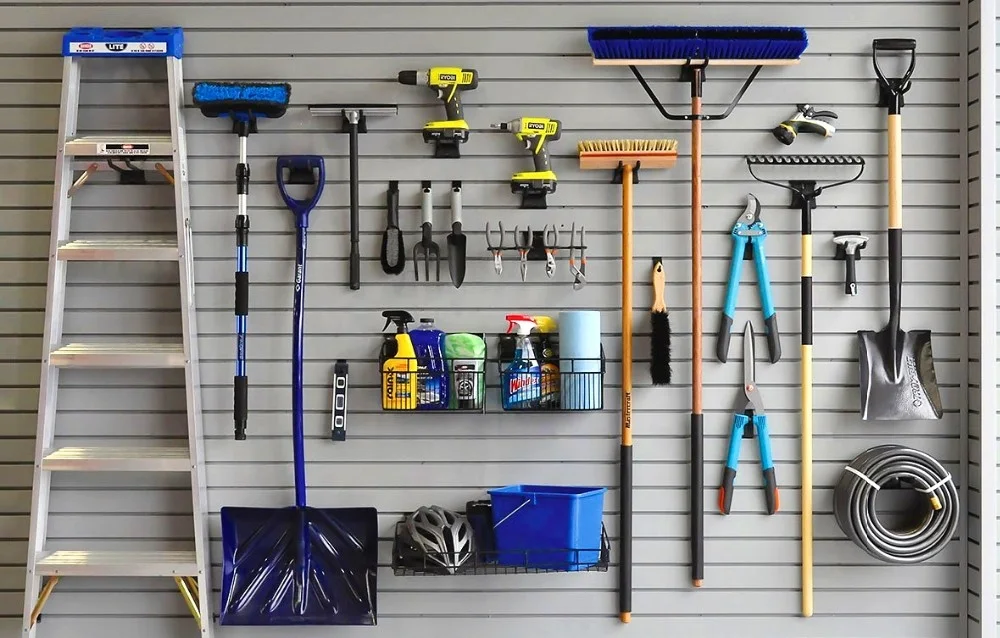 Hot sale display tool organizerwall mounted pvc slatwall panel  for garage storage