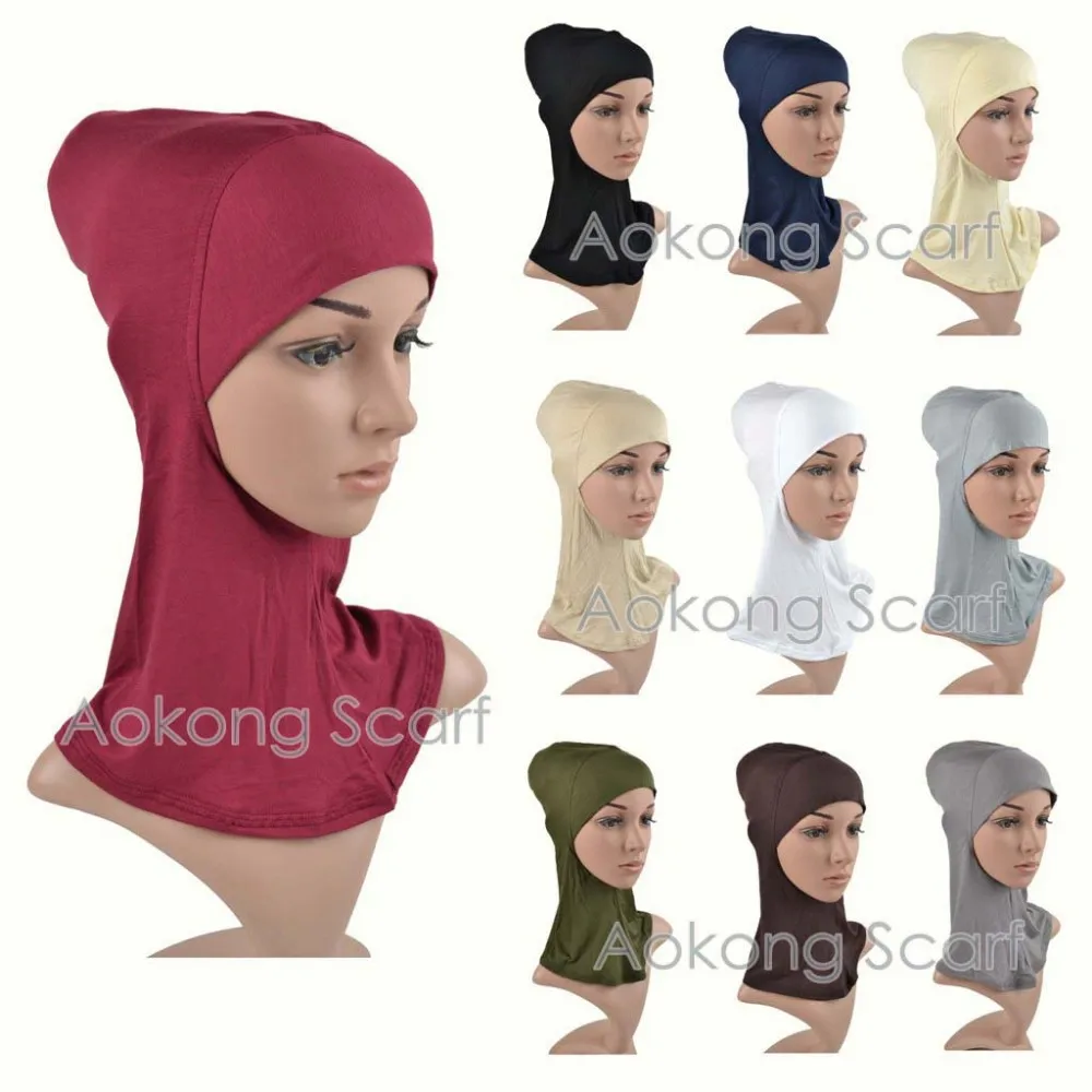 Full Cover Inner Muslim Cap Hijab Underscarf 100% Jersey Modal Plain Soild Color Islamic Head Wear Hat Underscarf Inner Hijab