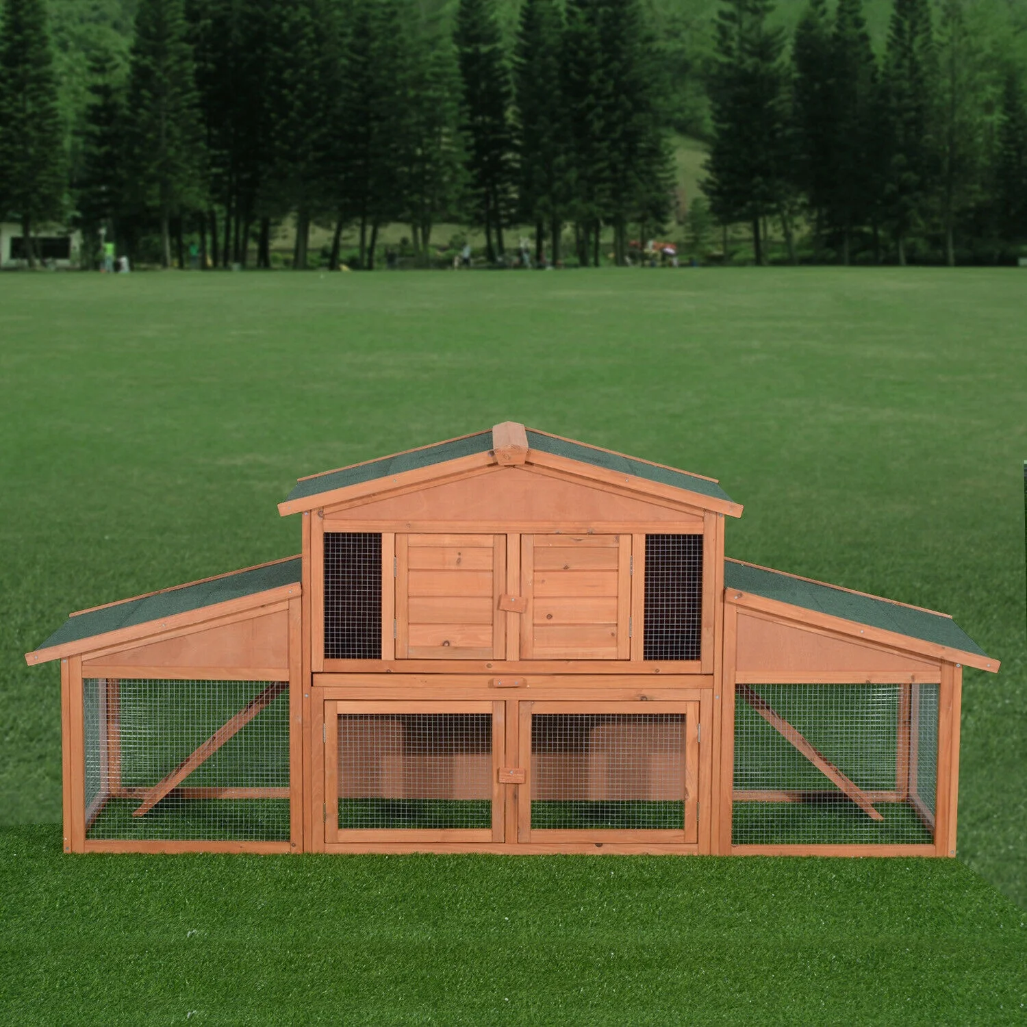 Deluxe Wooden Rabbit Hutch Large Cage Wood Hen House industrial Chicken Coop direct New