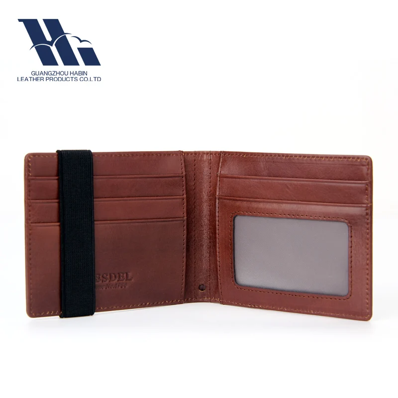New Hight Quality Bifold Blocking Wholesale Leather Money Clip Wallet With Elastic Band