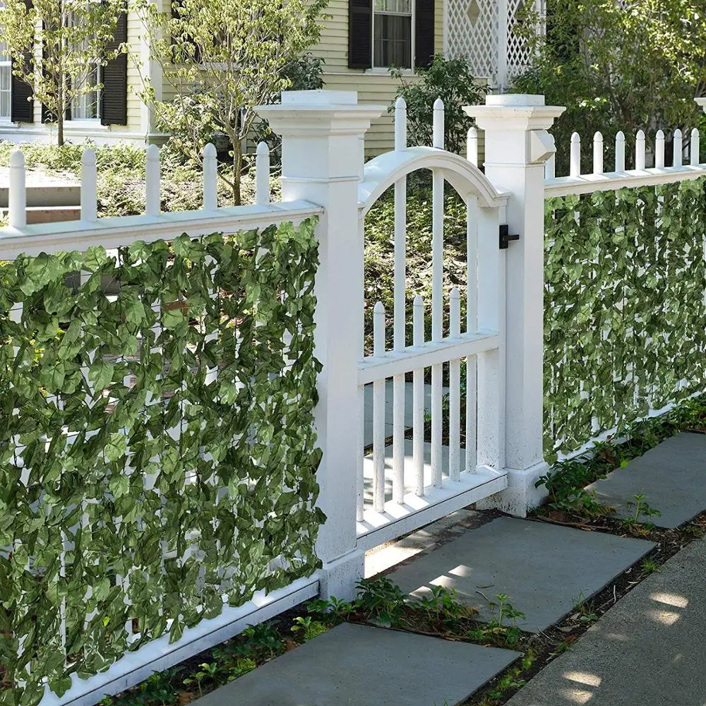 High Quality Cheap UV Artificial Leaf Fence Faux Ivy Leaf Fence for Covering Garden Wall Decoration Dark Green , Light Green