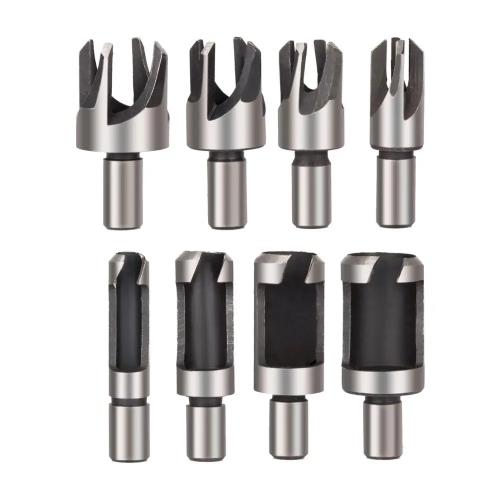 8 PCS Hollow Straight and Tapered Wood Plug Cutter for Making Plug