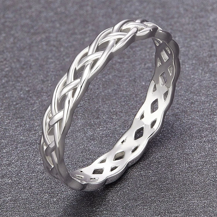 925 Sterling Silver Celtic Knot Eternity Wedding Band Ring