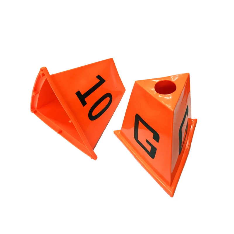 
Dome Cone with Hole for Pole Plastic Triangle Spots Marker Cones with Numbers 
