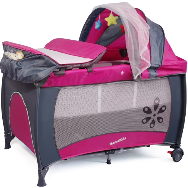Mamakids S12-7 baby folding playpen bed with 2 wheels