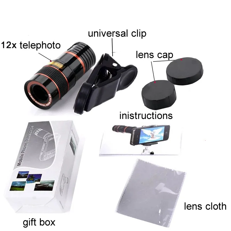 LIGINN Universal 12X Zoom HD Optical Zoom Telescope Lens