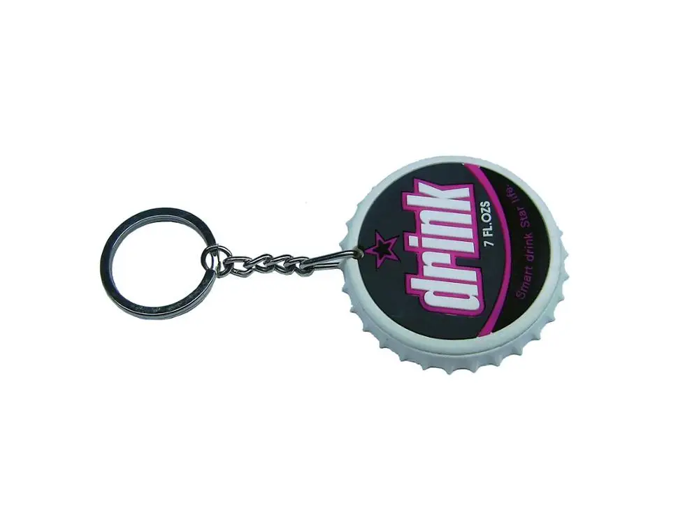 Bulk custom cool bottle opener keychain pvc rubber with your own logo