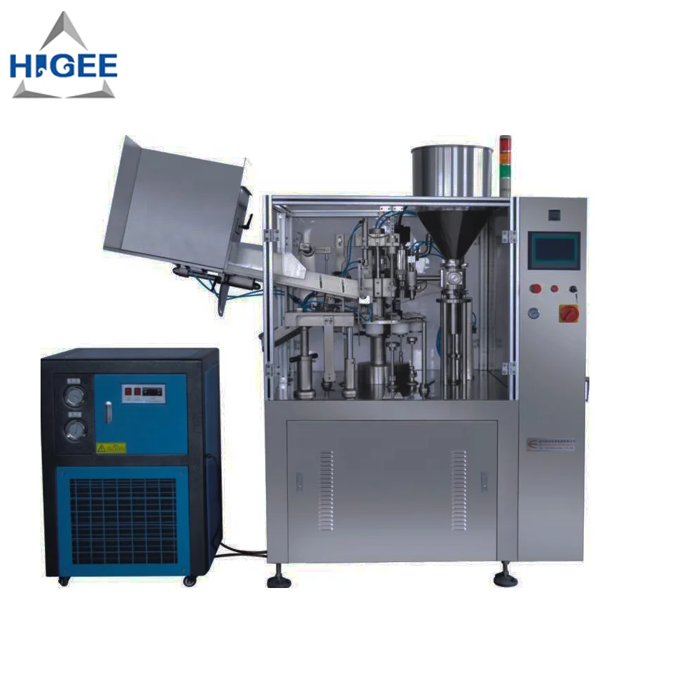 Toothpaste tube filling machine and sealing machine with cream lotion bottling equipment with  spray shampoo