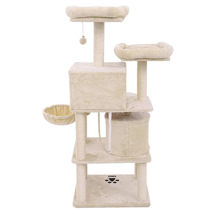 Customized Plush Fur Scratching Printing Sisal Cat Scratcher Tree Castle Tower