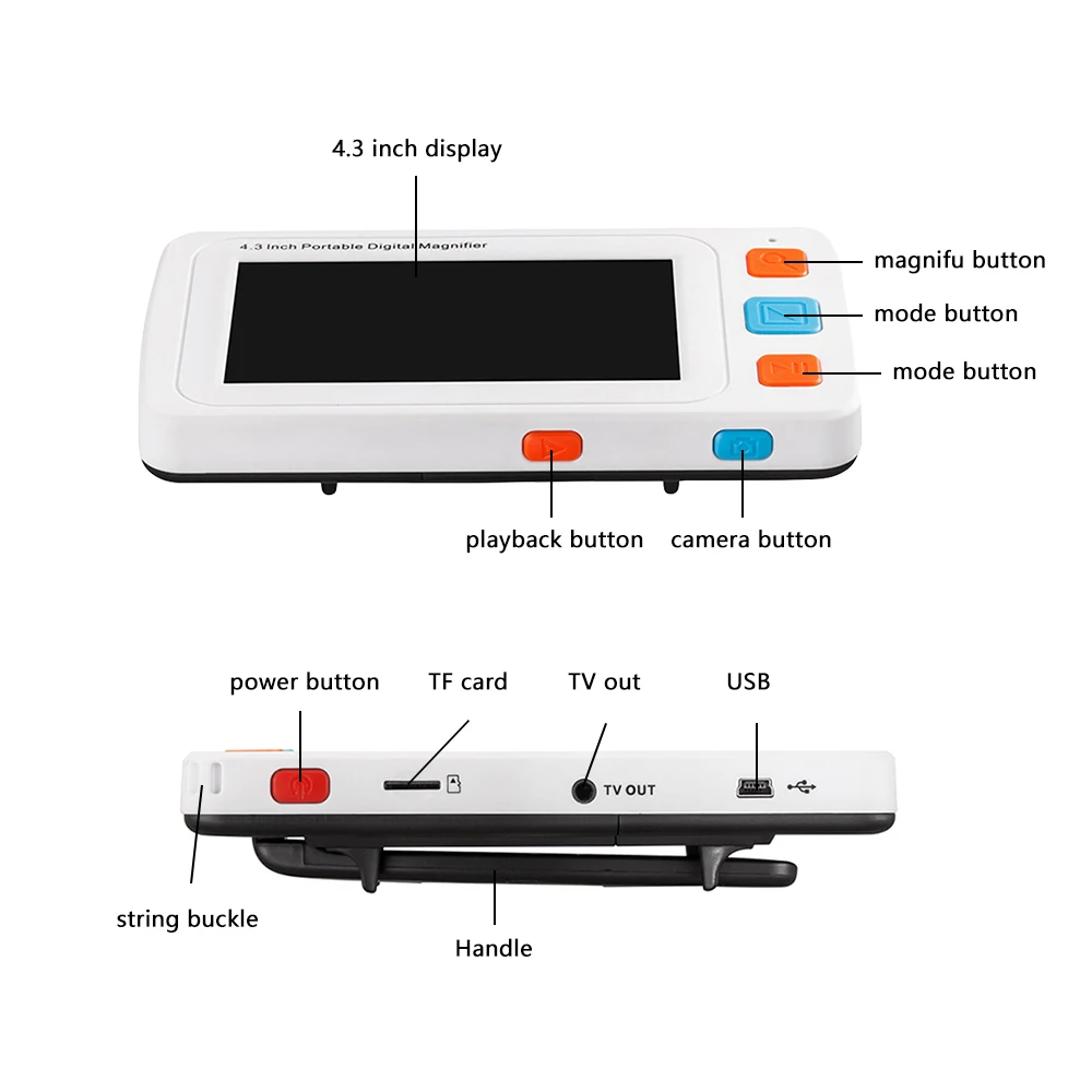4.3 inch portable digital magnifying glass,17modes,Mobile electronic Low Vision Electronic Visual Aids,32 times magnification