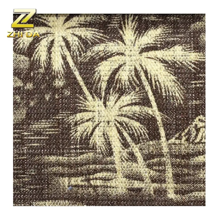 China fabric factory printed coconut tree pattern 80 cotton 20 polyester denim fabric to backpacks for women