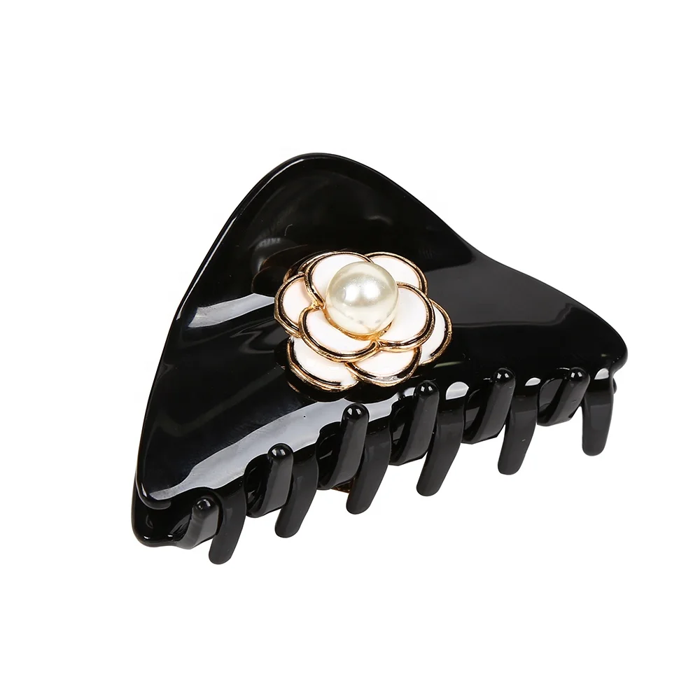 Black triangle acetate hair claws Pearl rose hair claws  hair accessories women clip