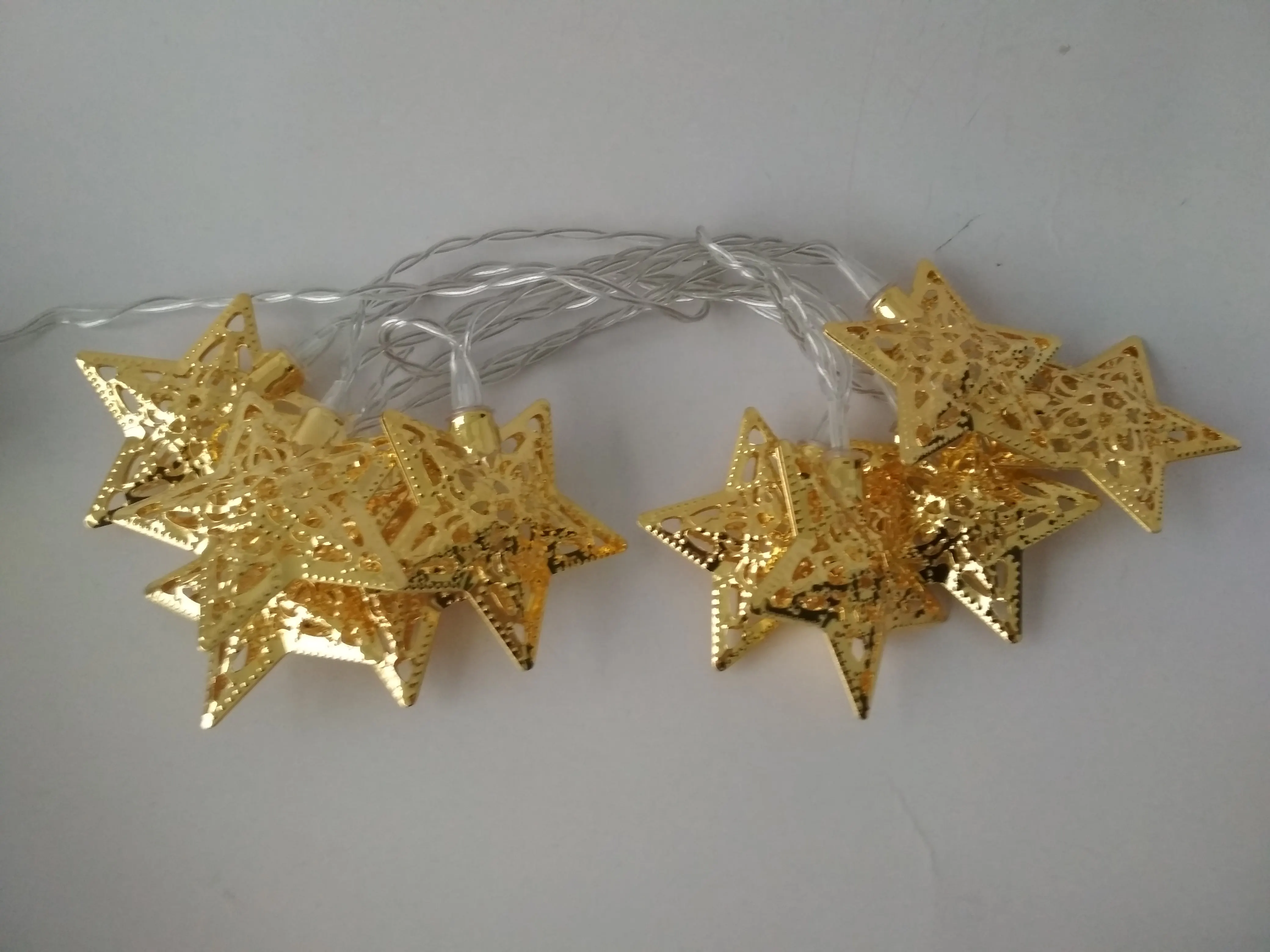 2019 Novelty Led Metal Gold Star Lights Battery String Christmas Party Holiday Decoration Light Star Shaped Led String Light