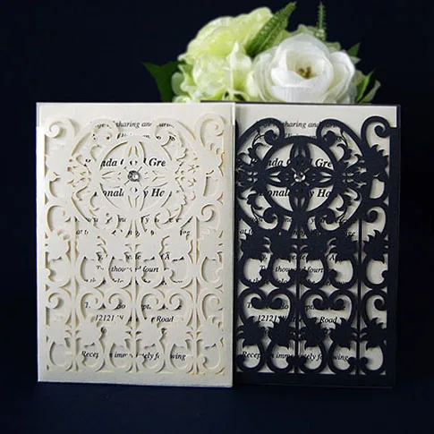 
Chinese hot sale laser cut wedding invitation greeting card with insert card 