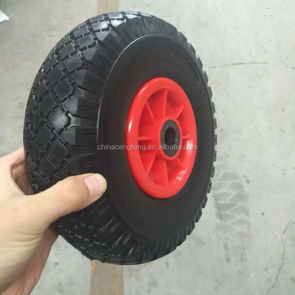 
Plastic rim hub 10 inch Flat free PU foam wheel tire 3.00-4 