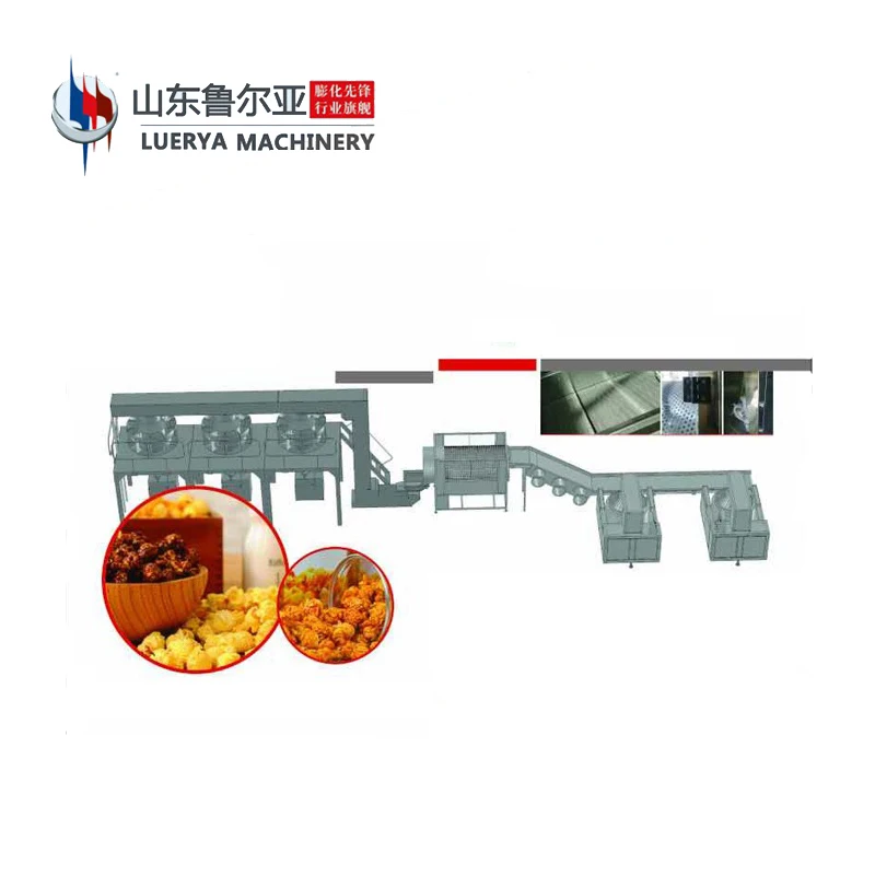 Widely Used caramel /chocolate/original industrial popcorn production lines