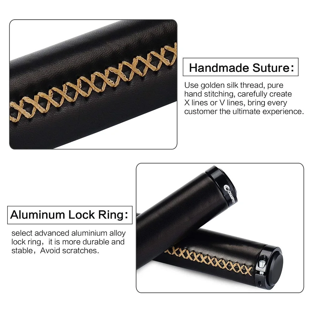 New Champkey Ergonomics Comfort Design Bicycle Handlebar Grips Genuine Leather with Soft Material Cycling Grip