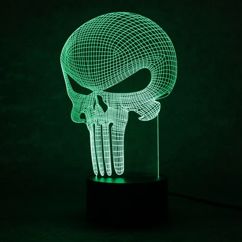 3D led Punisher Skull Lighting Great Night light with a Soft Glow for Kids
