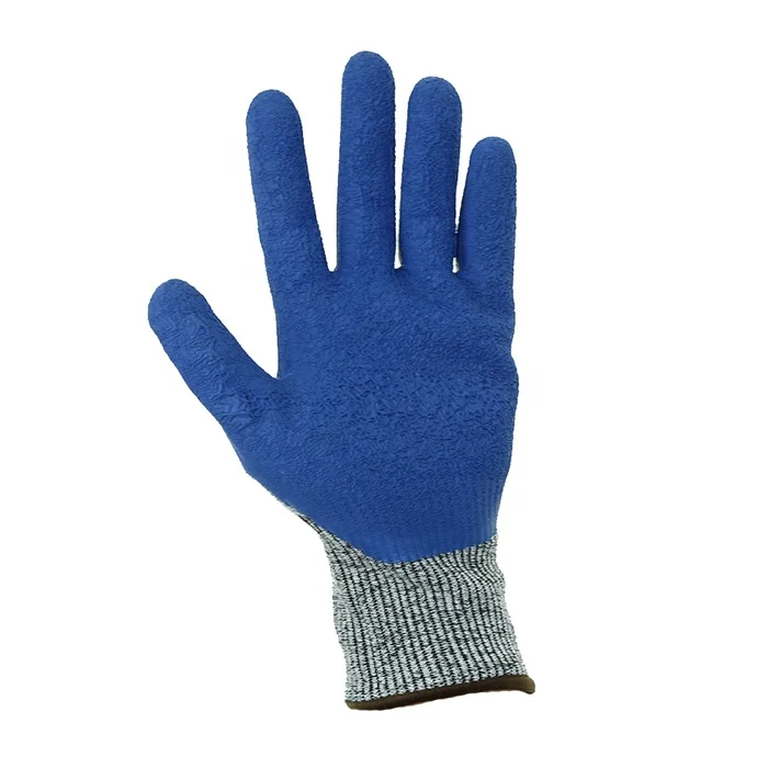 Cut Resistant HPPE Safety Crinkle Latex Gloves