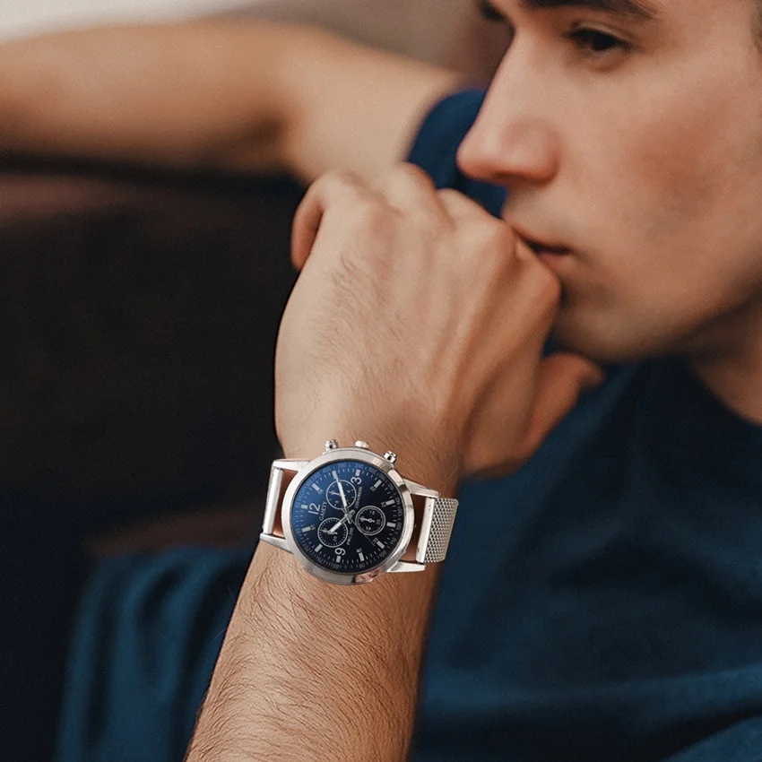 
Fashion Mens Analog Quarts Watches Silicone Strap Blue Men 3 Eyes 2019 Watches Top Brand Luxury Casual Watch Clock 