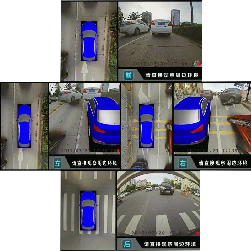 
Car Black Box Mobile DVR 360 Degree Seamless Panoramic View 3D Driving Camera System 