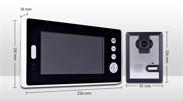 2.4GHz 7 Inch LCD Monitor Wireless Video Door Phone System With 1 Waterproof Door Bell Camera 1 Monitor Used For Home Security