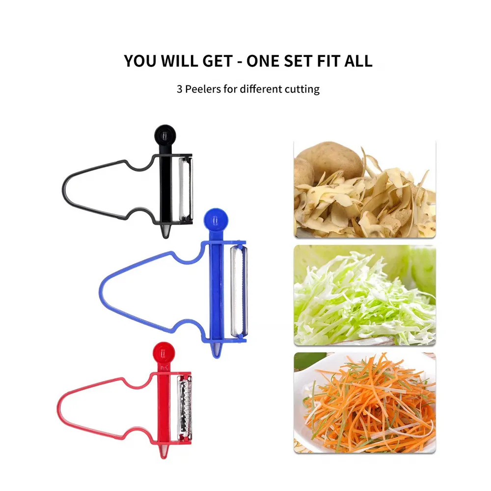 2021 Latest Design Stainless Steel 3pcs Magic Trio Peeler