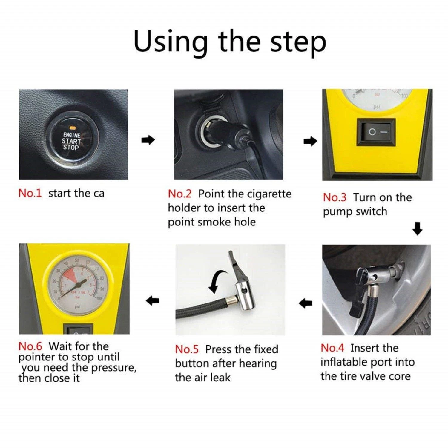 CAR AIR COMPRESSOR W/ Gauge 12V Auto Pump 100PSI Portable Electric Tire Inflator