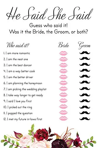 
Floral Bachelorette Party Games with Miss to Mrs Banner and Gold Dots 