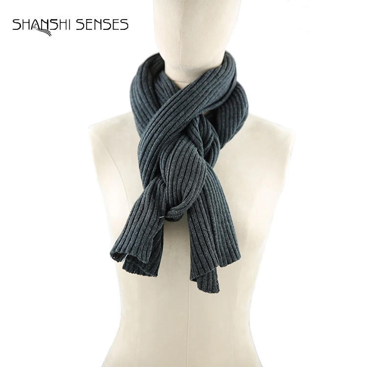 Однотонная вязаная 100% акриловая шаль оптовая продажа мужской вязаный шарф