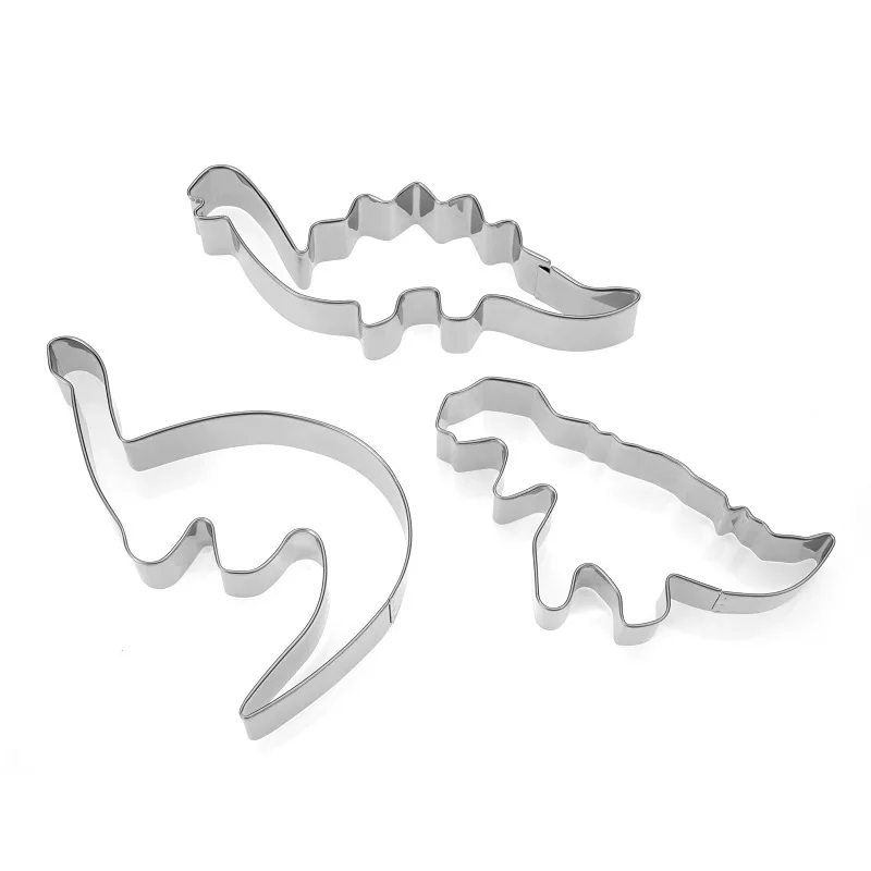 Экологичный набор из 3 предметов из нержавеющей стали набор из 4 Dinosaur печенья ccutter