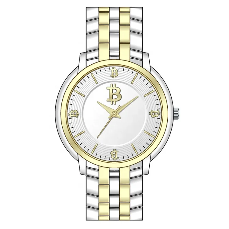 Factory custom your logo Bitcoin reloj gold watch for men