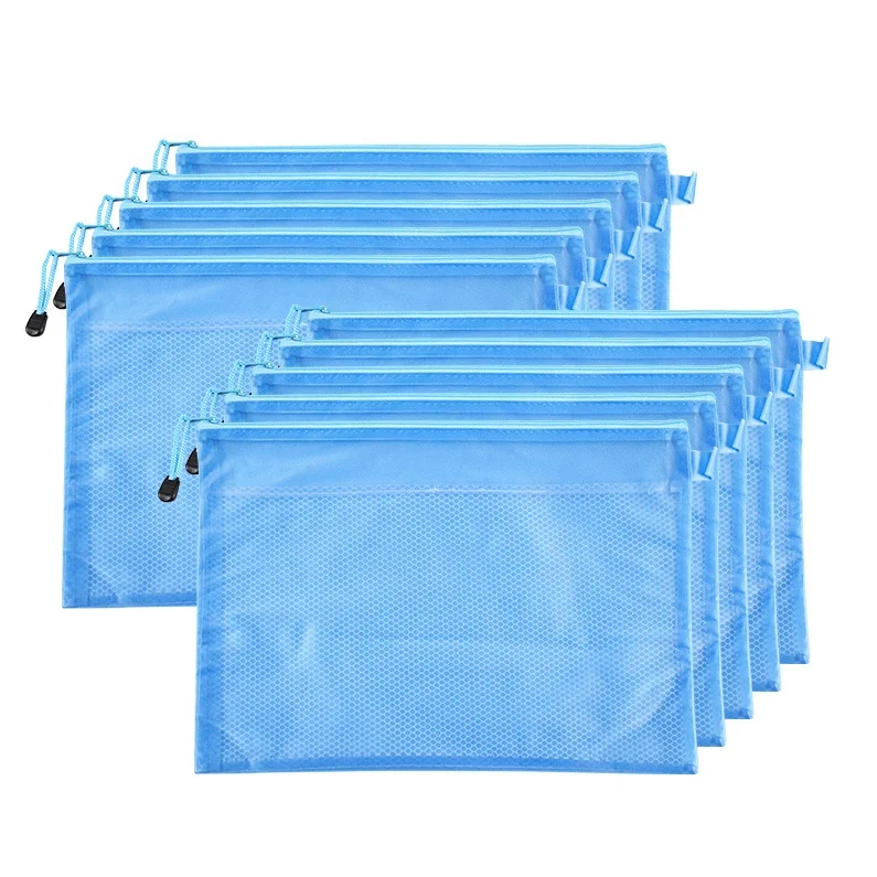 
Custom A5 zipper mesh PVC plastic organizer document holder bag 