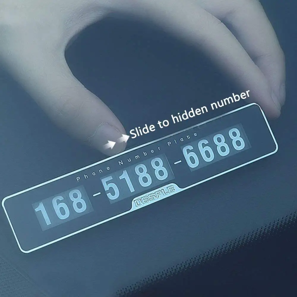 Digital Telephone Number Card Car Phone Number Plates Night Light Temporary Car Parking Card