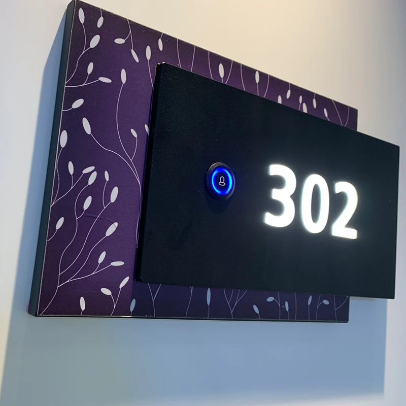 senior illuminated indoors metal led hotel room door number signs
