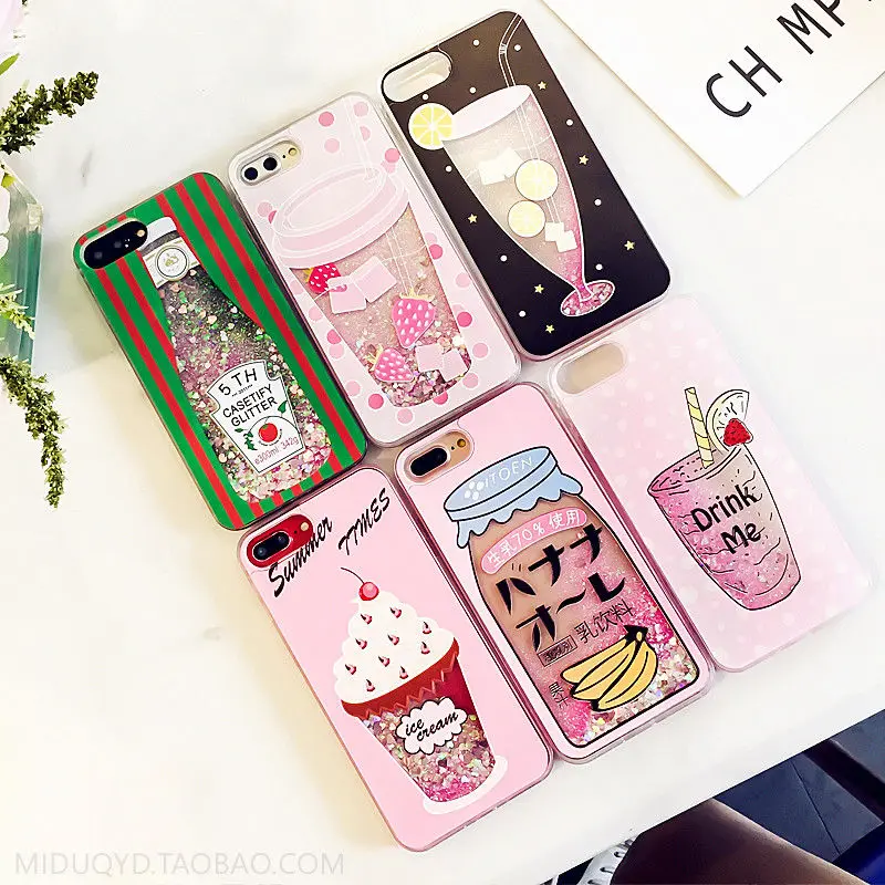 colorful cute smart Dynamic Liquid Quicksand Glitter hard pc back Phone Case Cover For iPhone 6S 7 8 plus xr xs 11 pro max