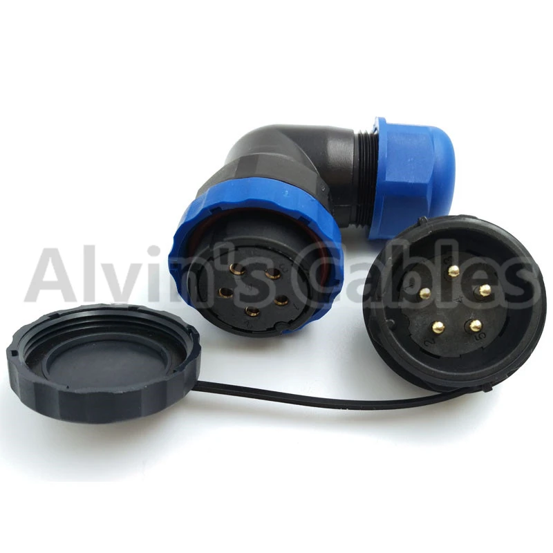 SD28 TAZM 5 pin IP67 waterproof Panel Mount connector Electrical equipment power cable connector 90 degree elbow plug and socket